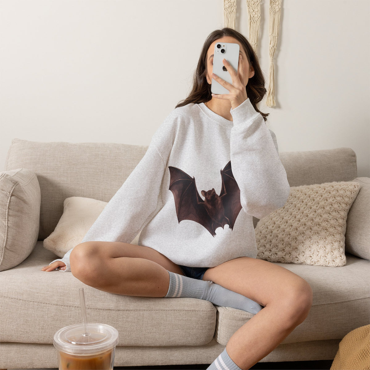 Flying Bat Graphic Crewneck Sweatshirt