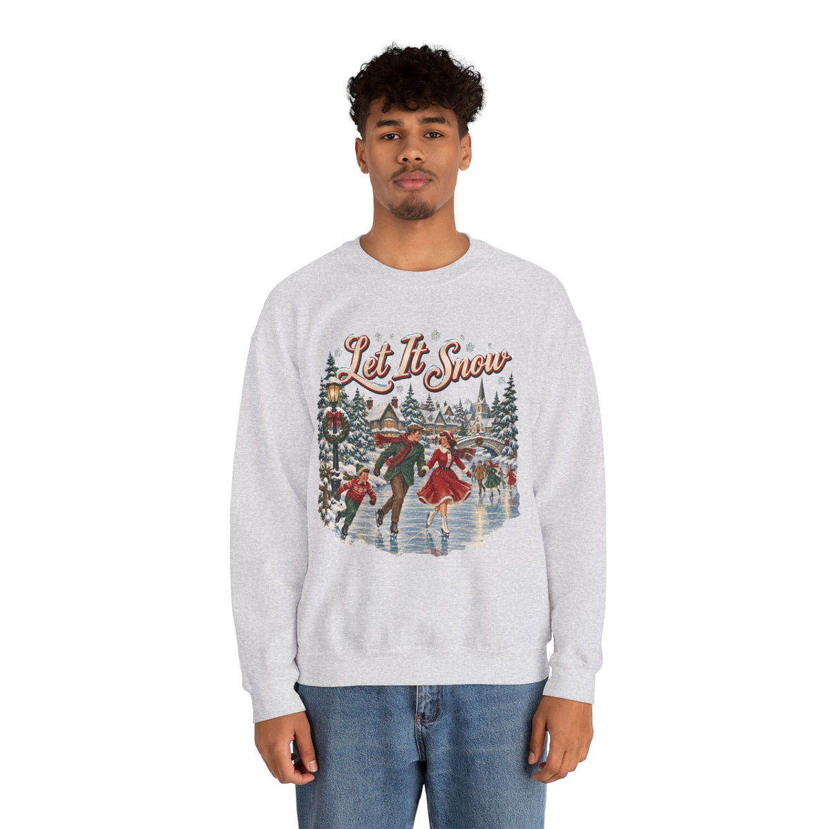 Let It Snow Christmas Sweatshirt, Winter Wonderland Ice Skating Crewneck