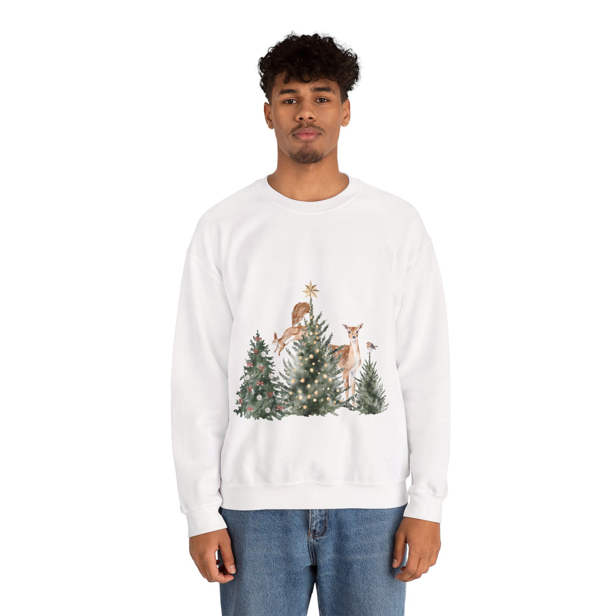 Christmas Woodland Deer Crewneck Sweatshirt