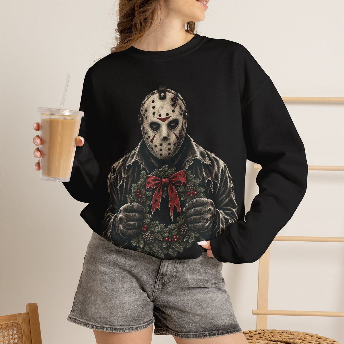 Jason Vorhees Christmas Wreath Crewneck Sweatshirt