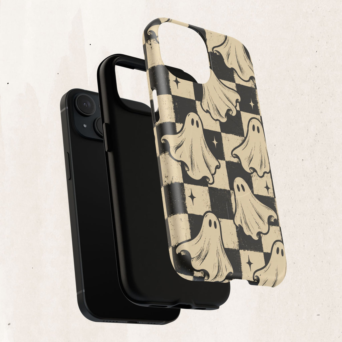 Ghost Checker Tough Magnetic Phone Case — Retro Spooky iPhone Cover Printify
