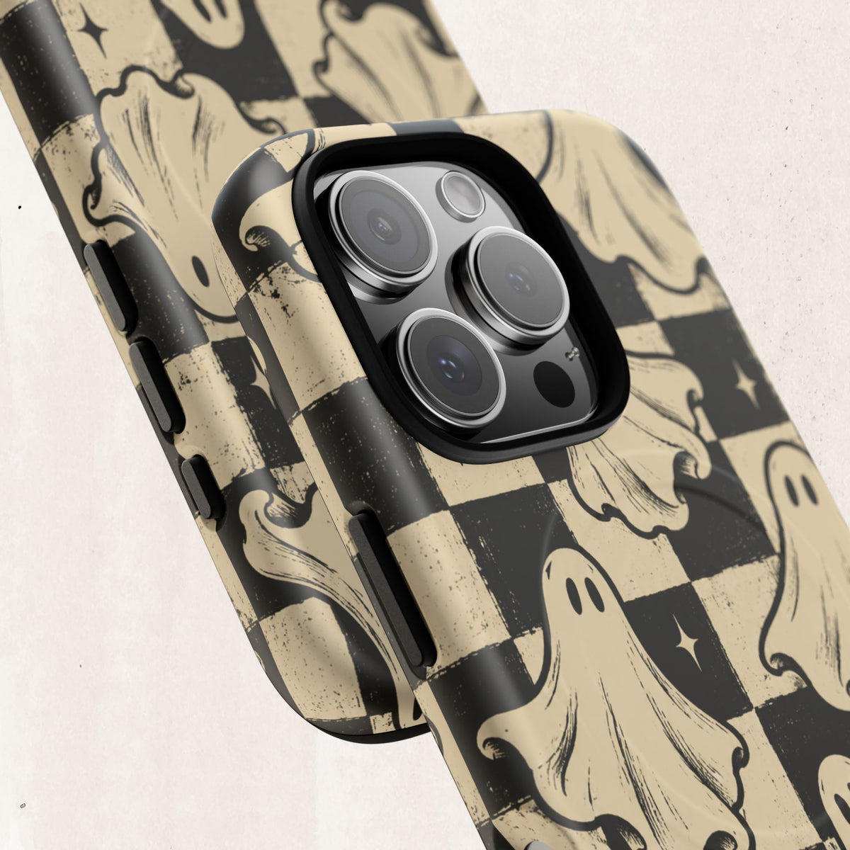 Ghost Checker Tough Magnetic Phone Case — Retro Spooky iPhone Cover Printify
