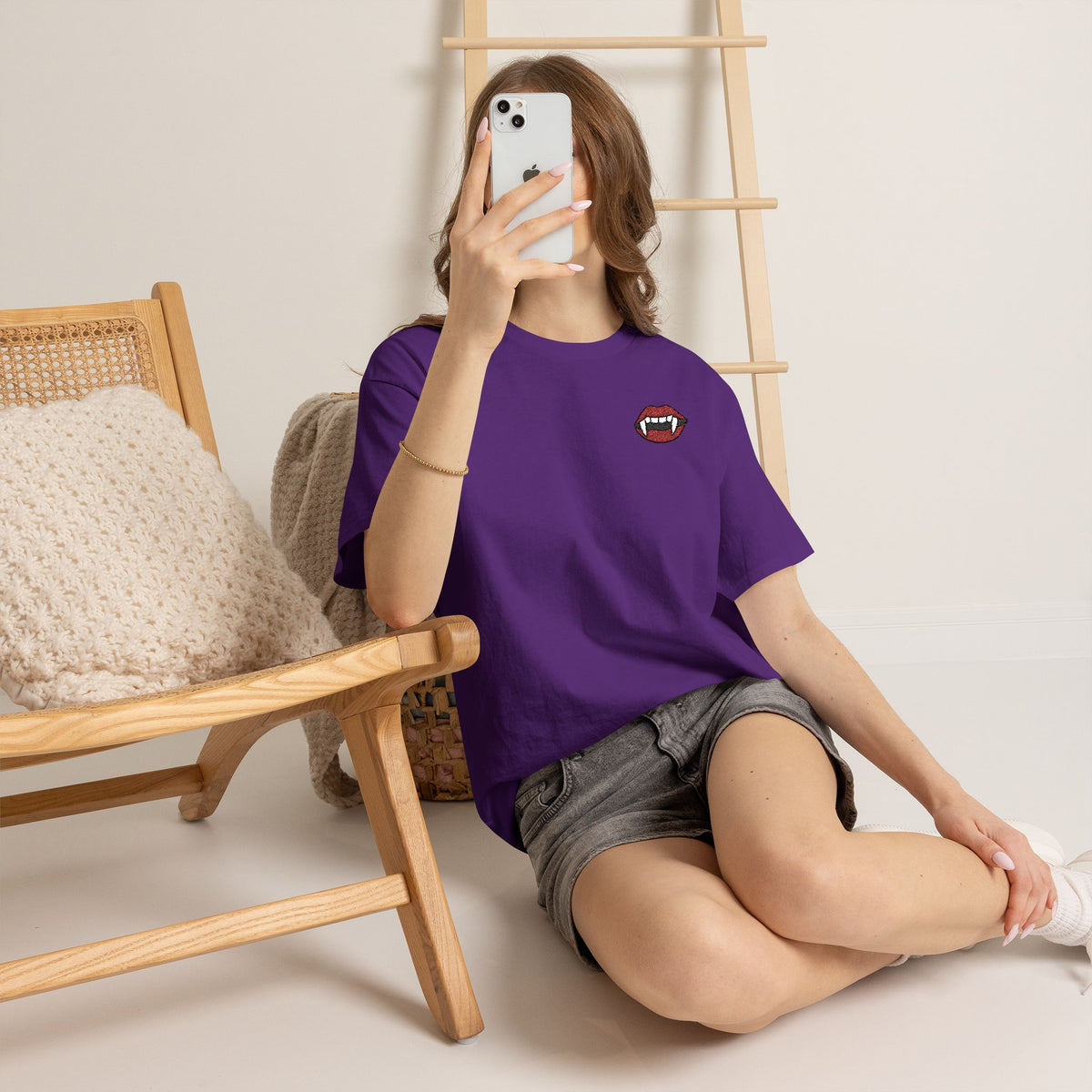 Embroidered Vampire Fangs Tee