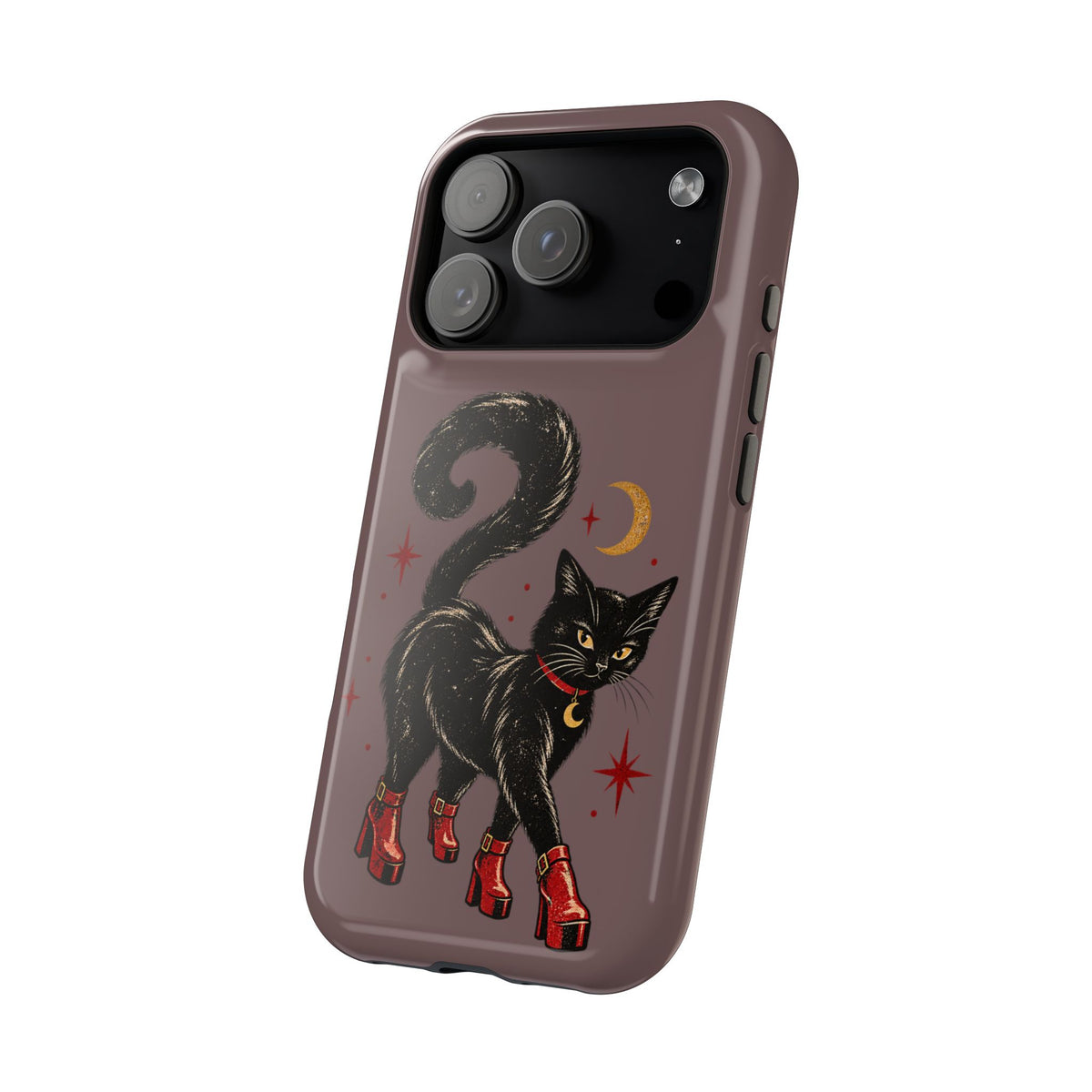 Black Cat in Red Boots MagSafe Phone Case, alternate view