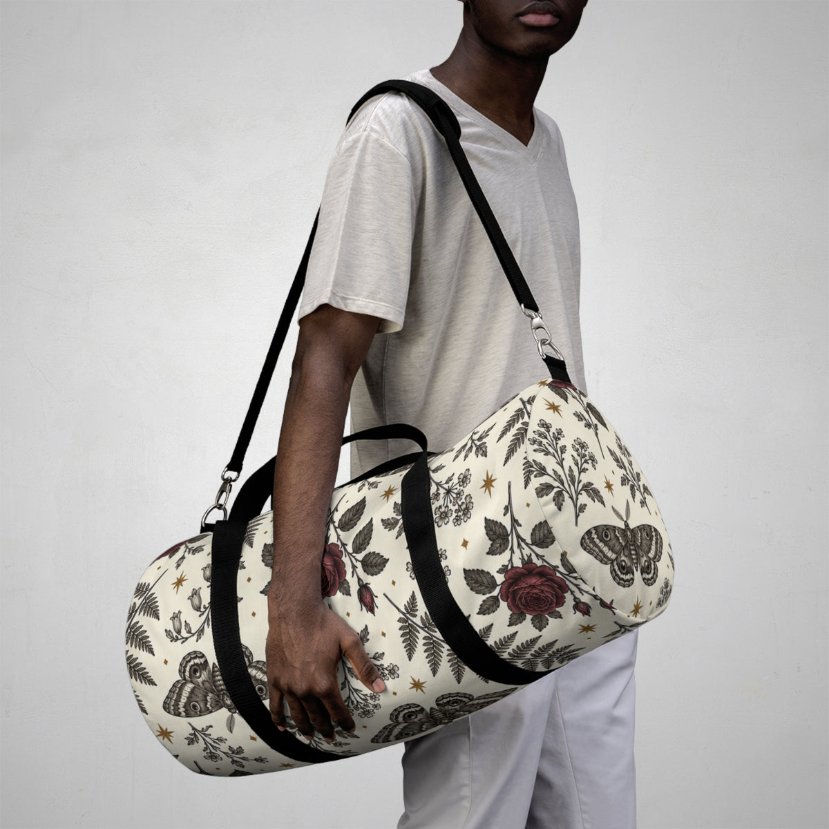 Floral Rose & Fern Duffel Bag