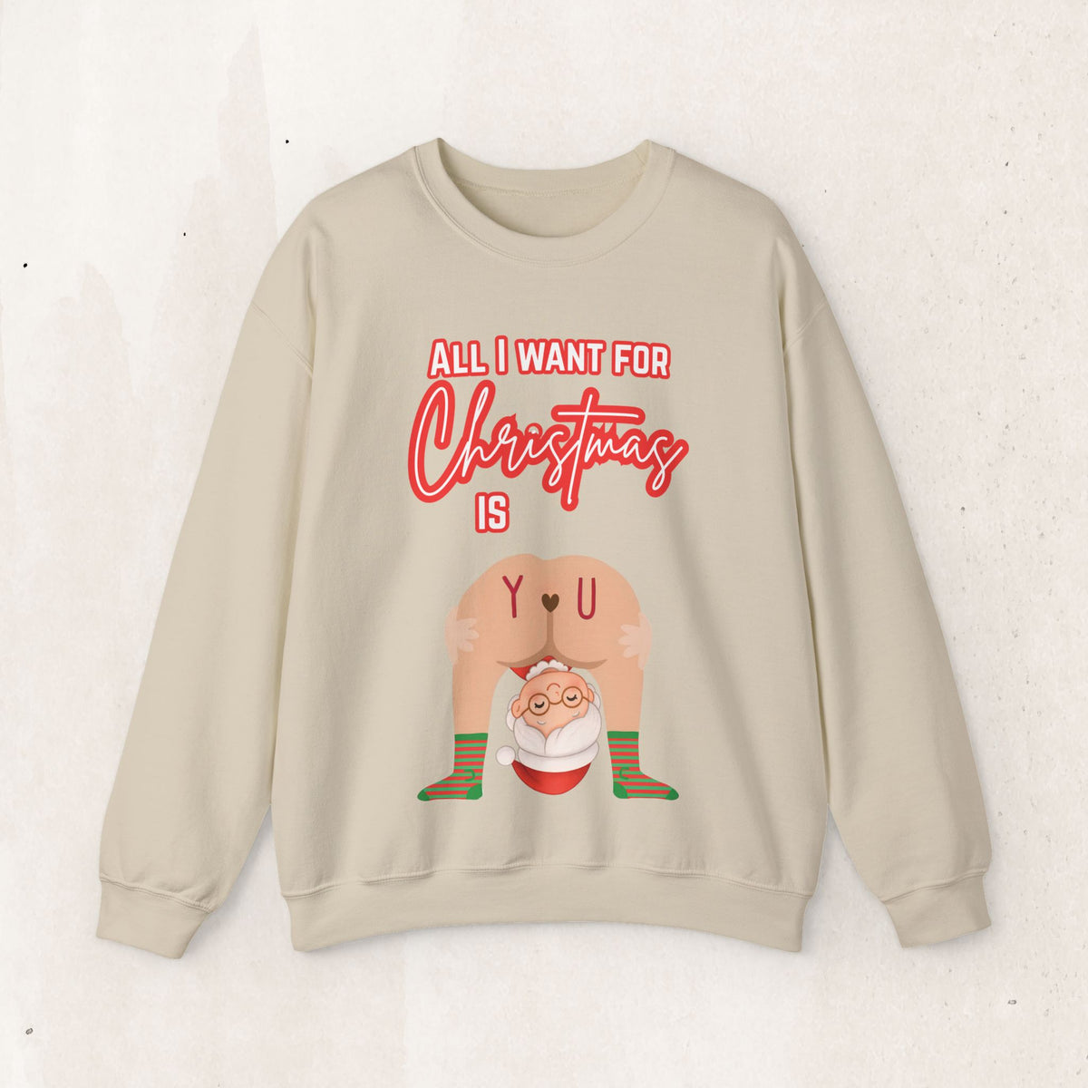 All I Want for Christmas Mrs. Claus Couples Sweatshirt – Sand
