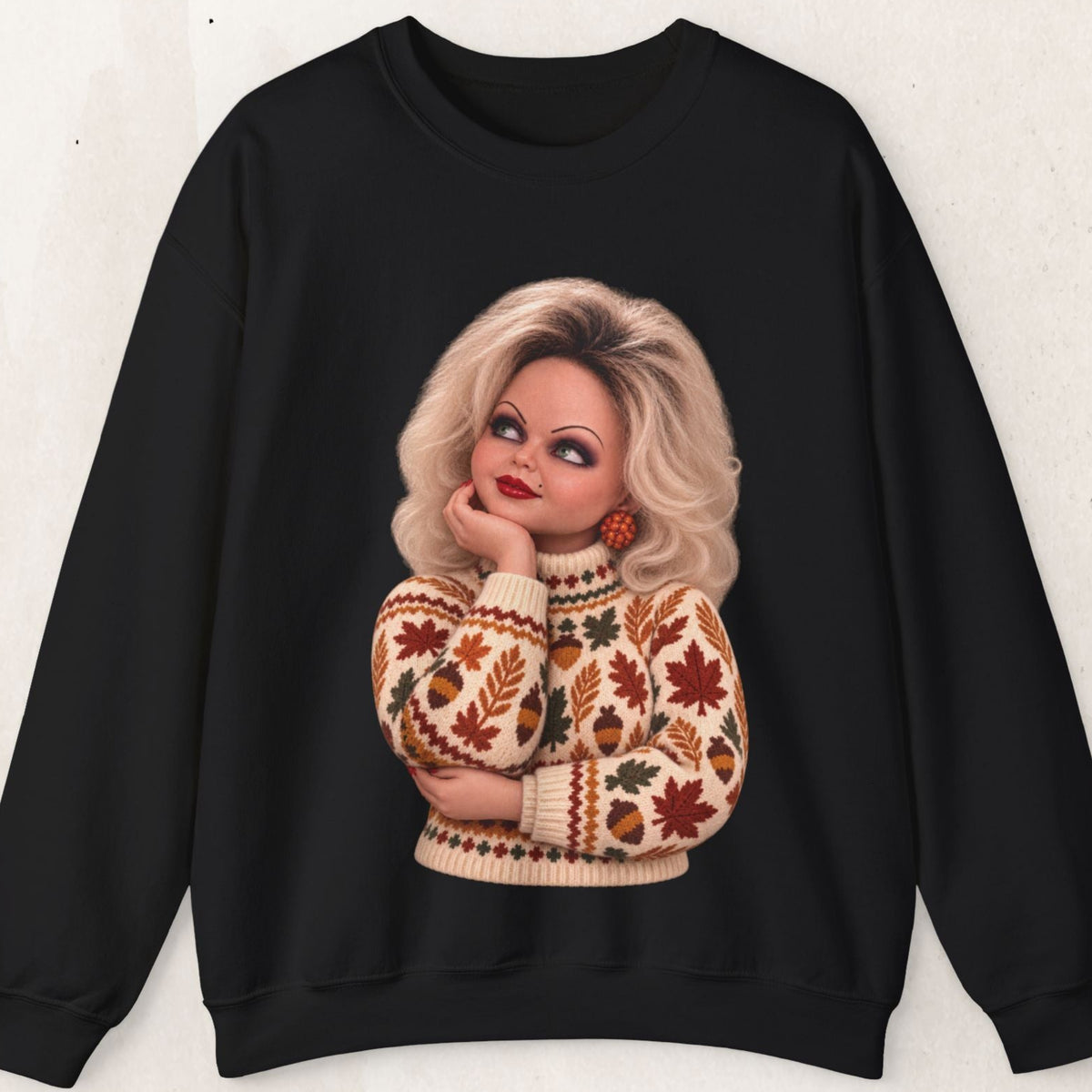 Bride of Chucky Thanksgiving horror crewneck sweatshirt in black by Wicked Thread Society