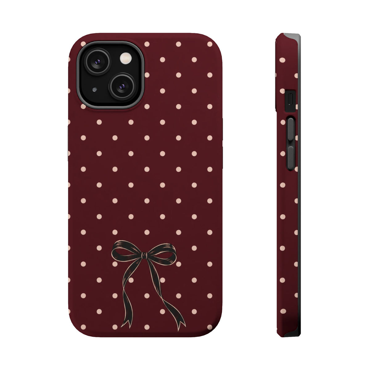 Burgundy Polka Dot Magnetic Phone Case, alternate view