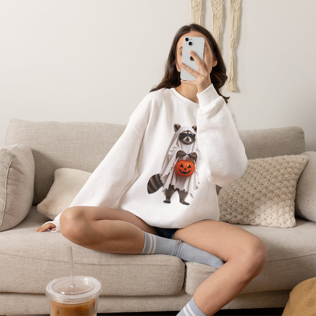 Halloween Raccoon Crewneck Sweatshirt