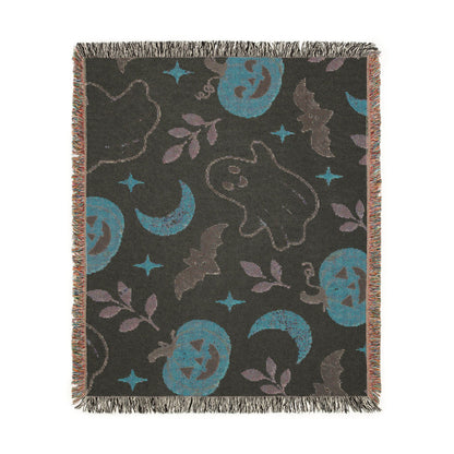 Halloween Ghost & Pumpkin Woven Blanket