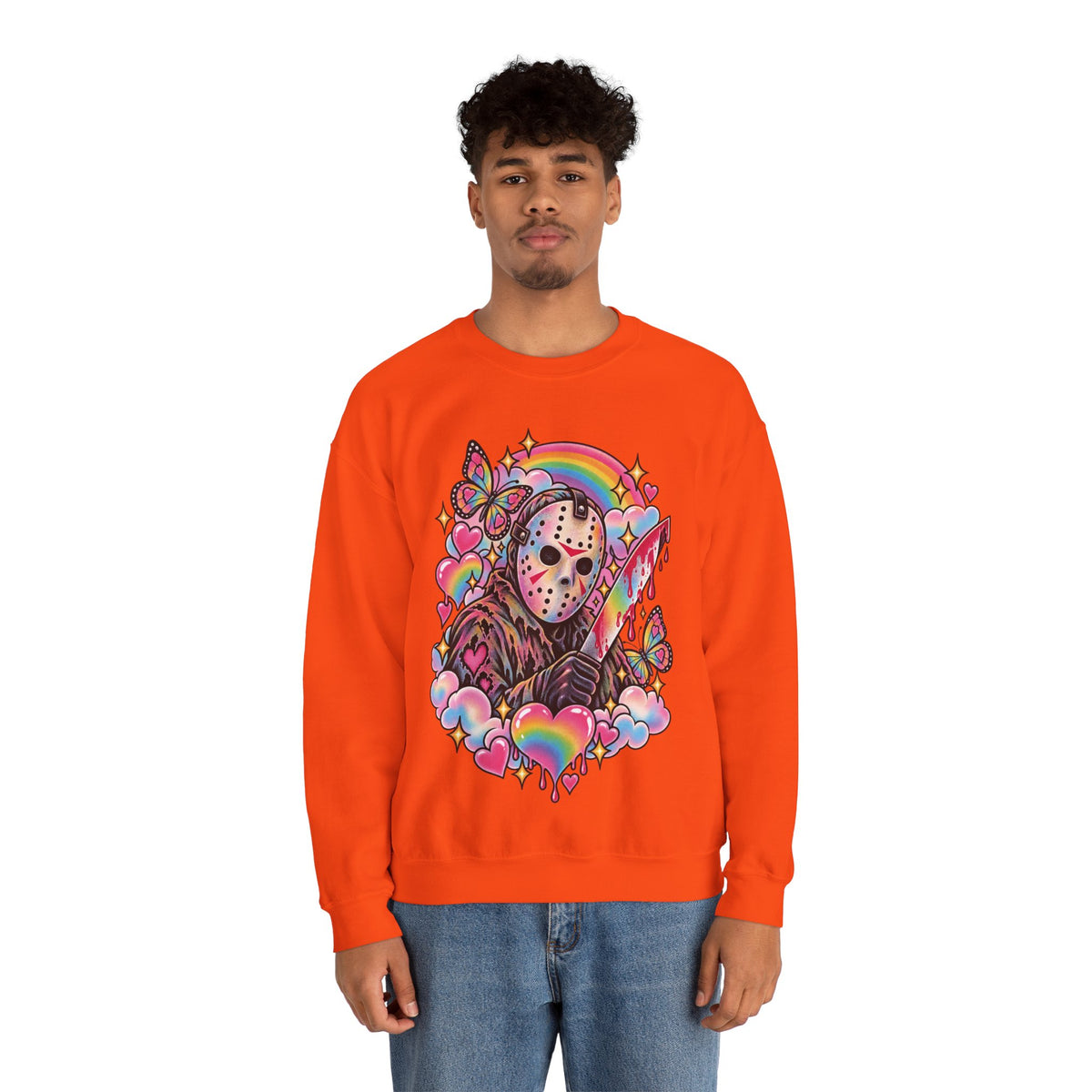 Jason Mask Rainbow Horror Crewneck Sweatshirt