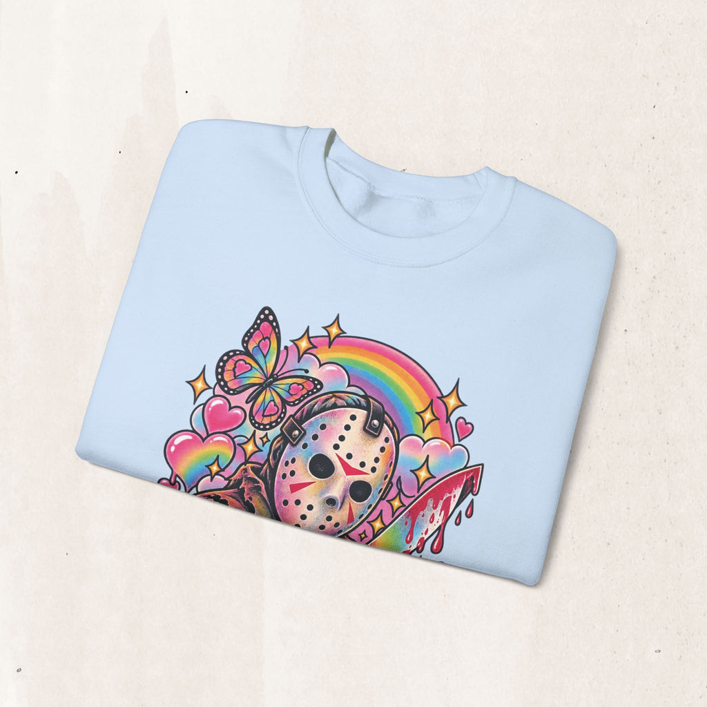Jason Mask Rainbow Horror Crewneck Sweatshirt