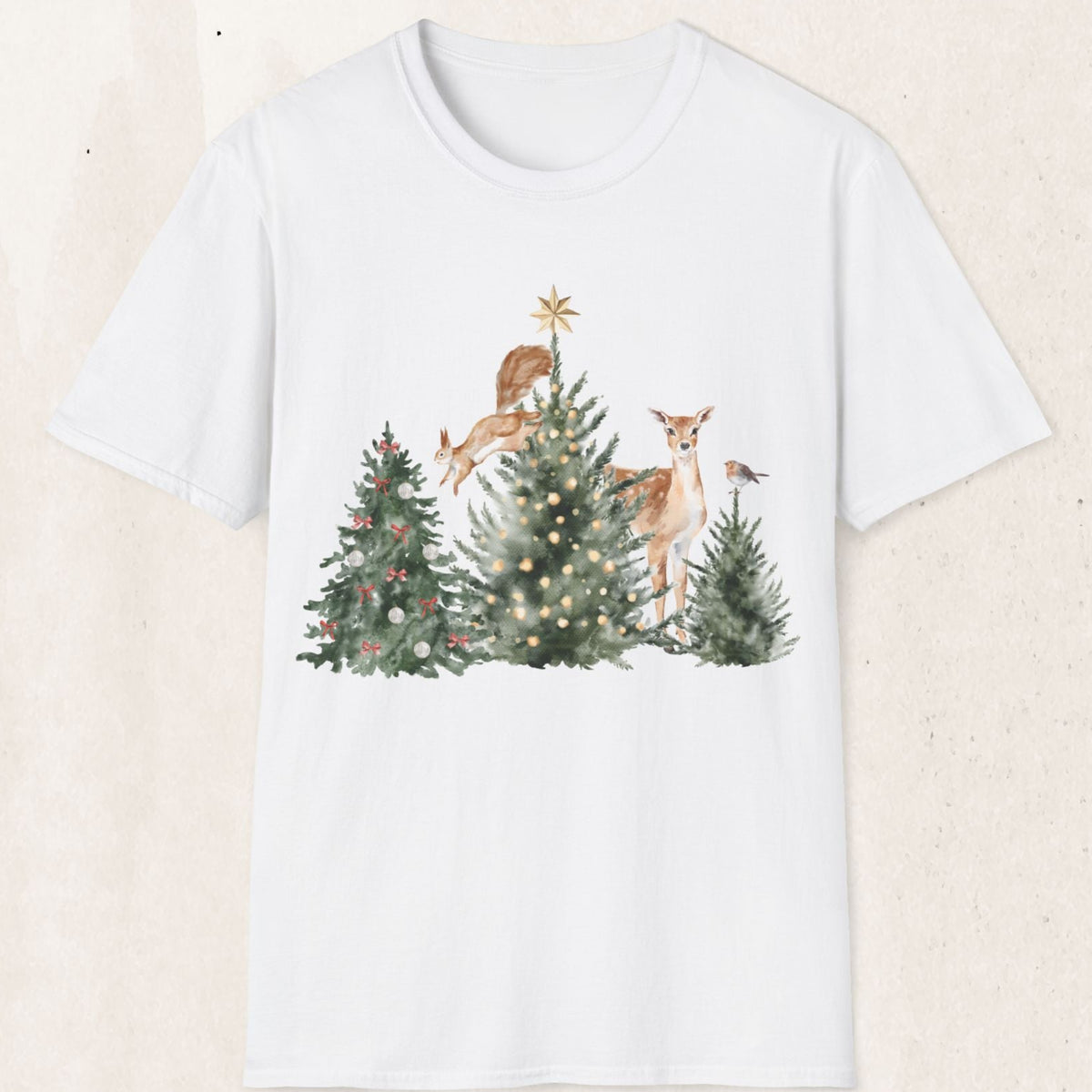 Woodland Deer Christmas Tee Printify
