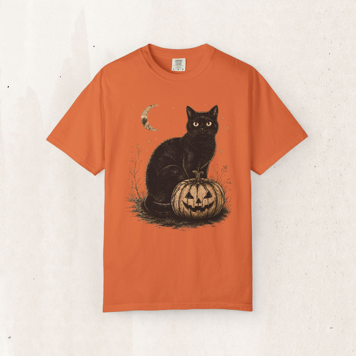 Halloween Black Cat & Pumpkin Tee