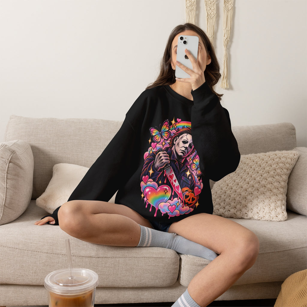 Colorful Michael Myers Horror Heart Crewneck