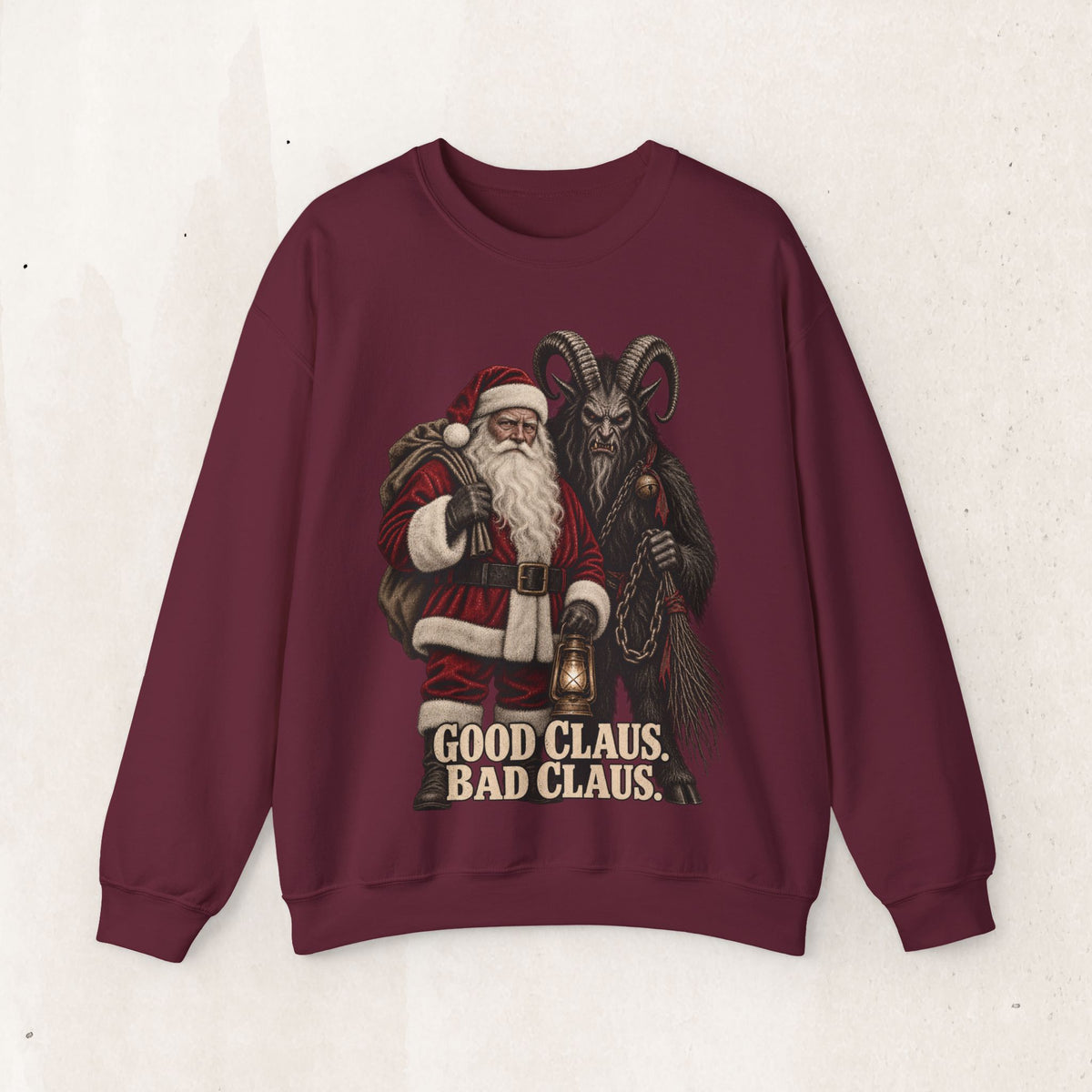 Krampus & Santa Claus Christmas Crewneck Sweater