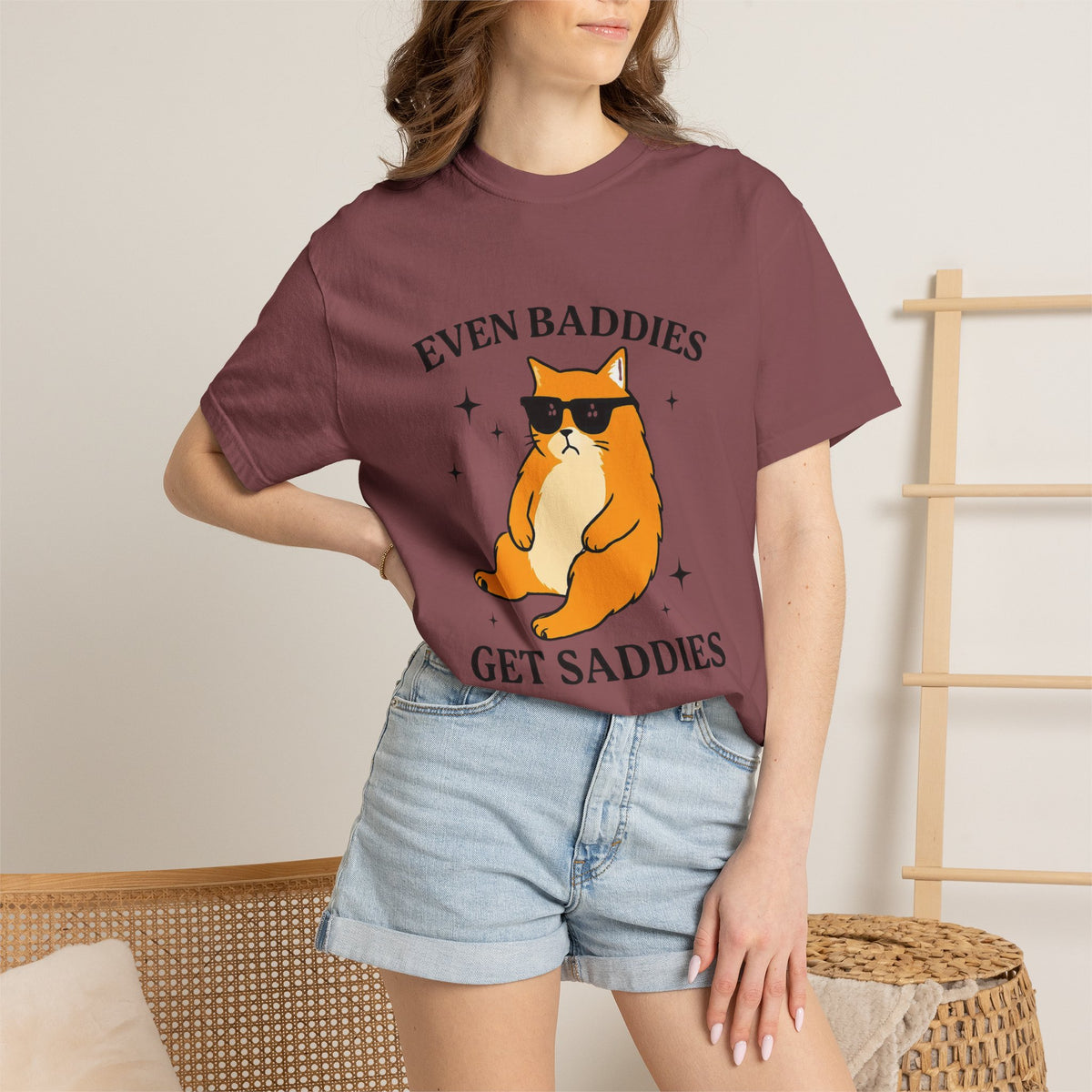 Even Baddies Get Saddies Cat Tee