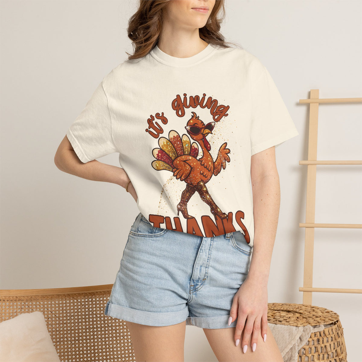 Thanksgiving Sassy Turkey Tee in Mustard, alternate view