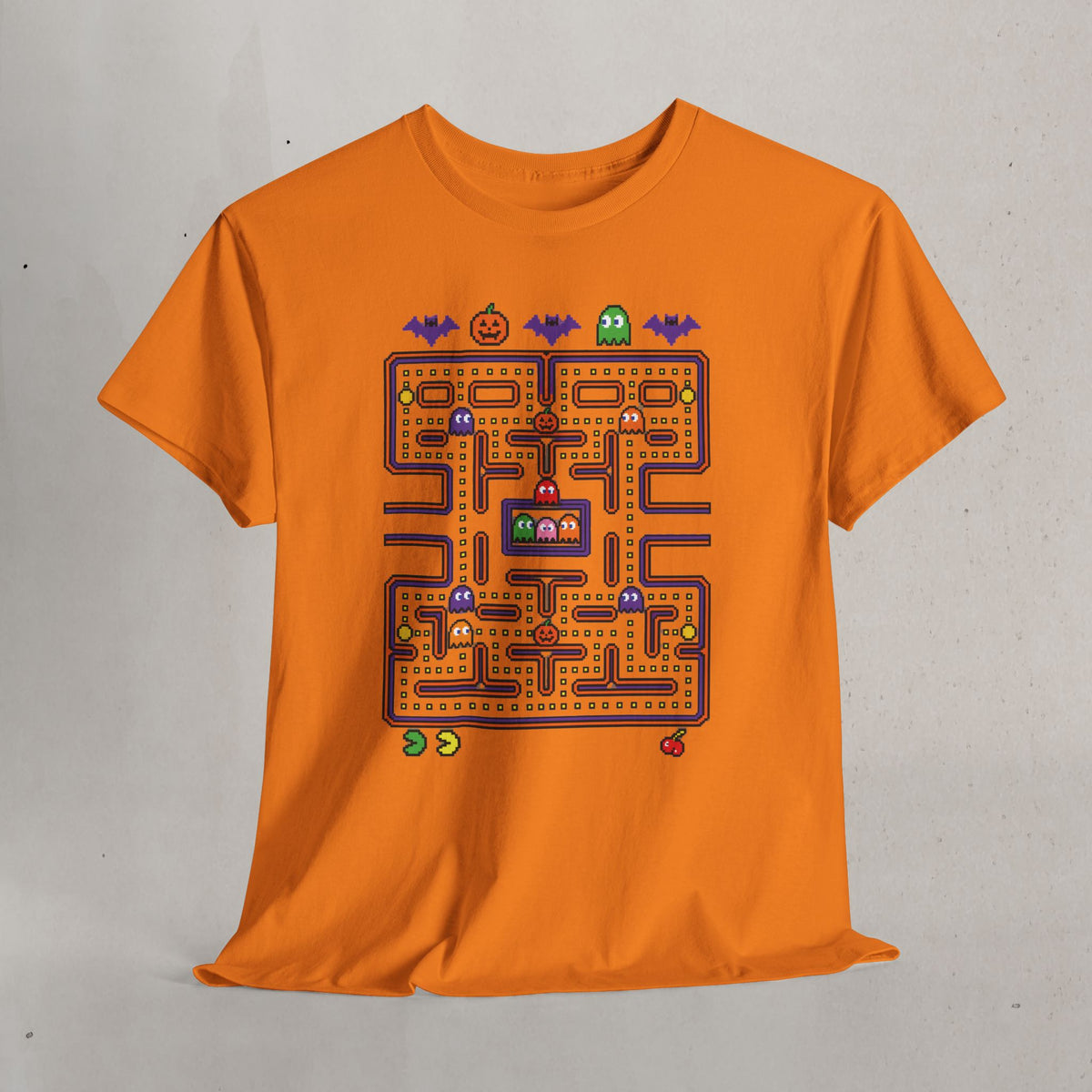Halloween Pac-Man Graphic Tee in Safety Orange, alternate view