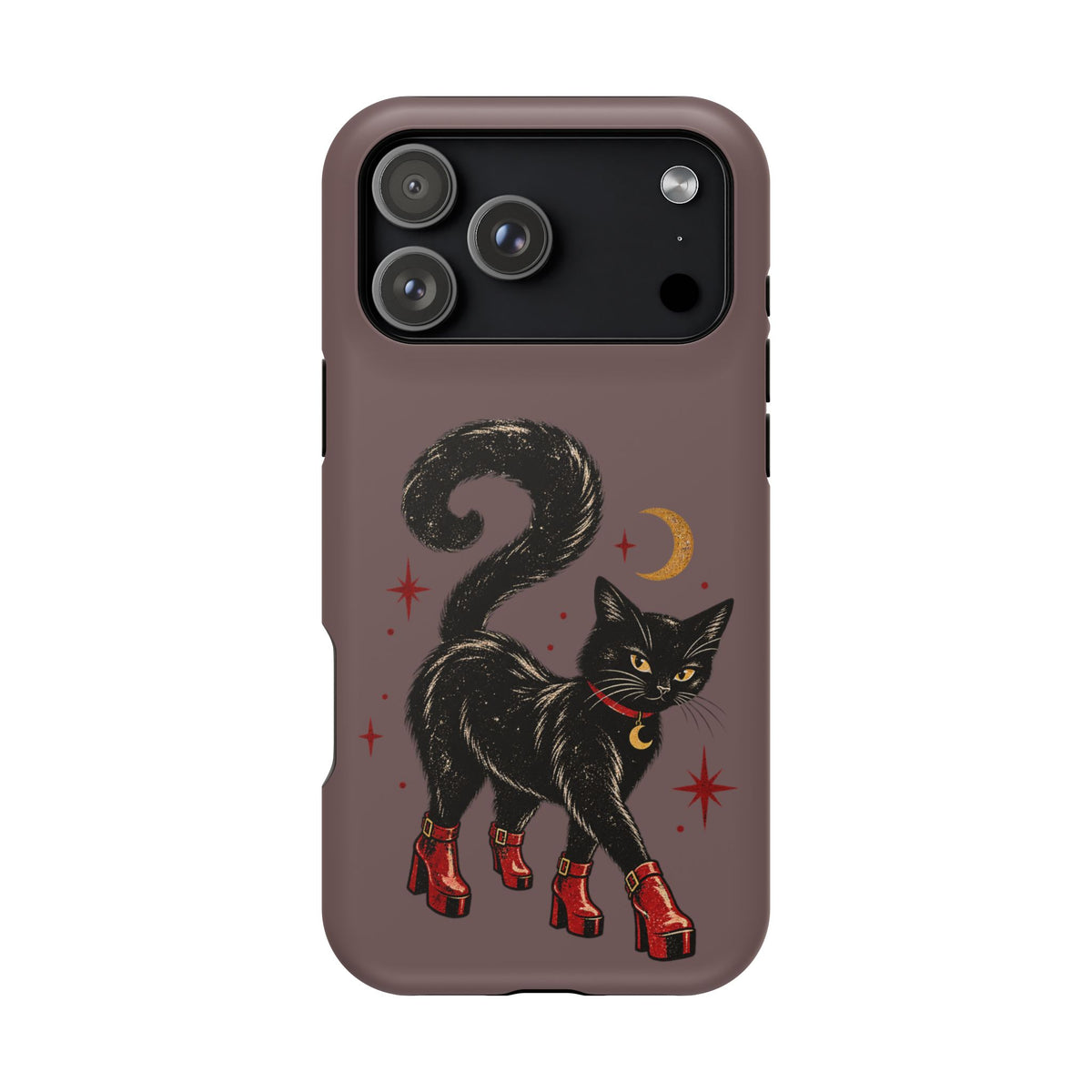 Black Cat in Red Boots MagSafe Phone Case, alternate view