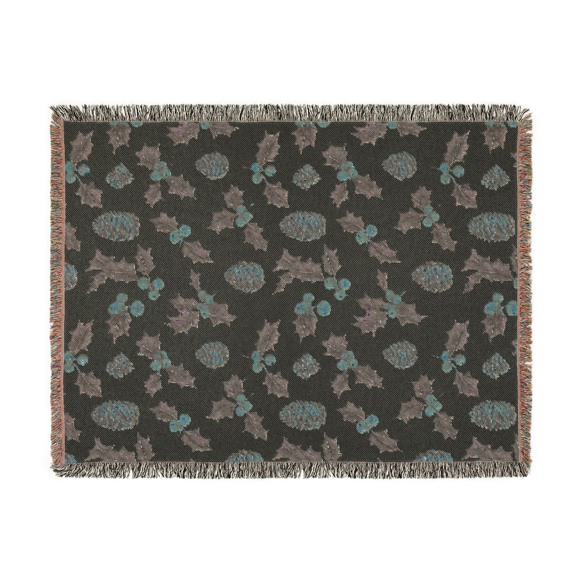 Pinecone & Holly Woven Blanket