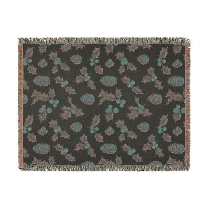Pinecone & Holly Woven Blanket