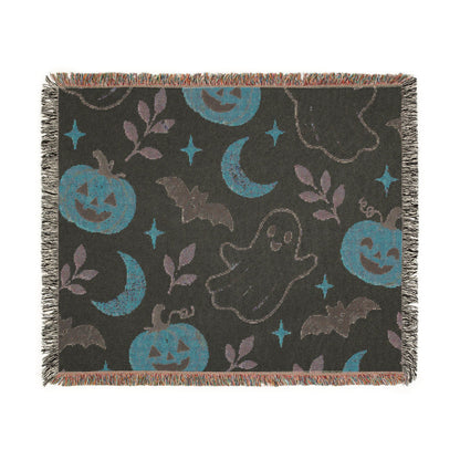 Halloween Ghost & Pumpkin Woven Blanket