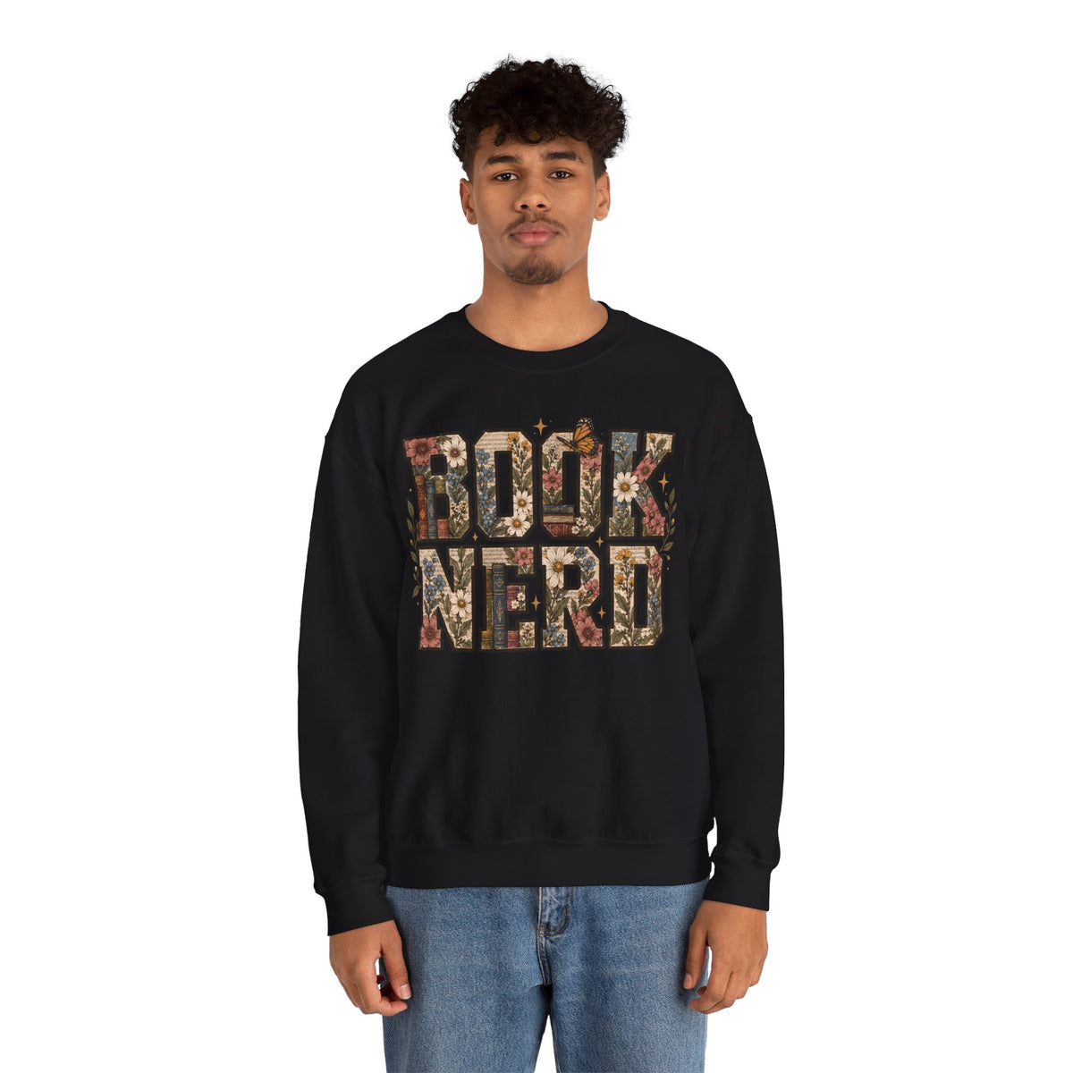 Floral Book Nerd Crewneck Sweatshirt