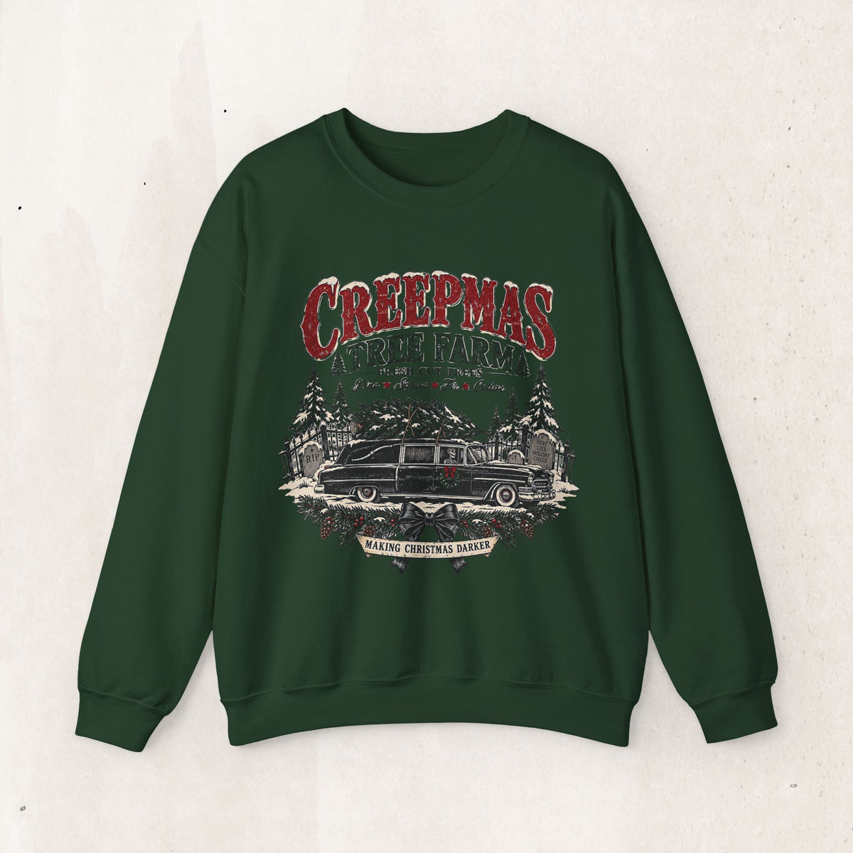 Creepmas Tree Farm Christmas Sweatshirt, Gothic Christmas Tree Crewneck