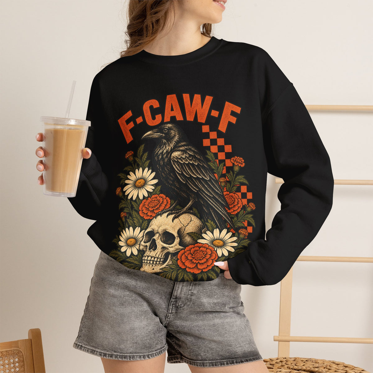 F-CAW-F Floral Raven Sweatshirt