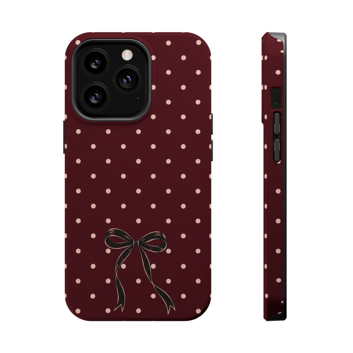 Burgundy Polka Dot Magnetic Phone Case, alternate view