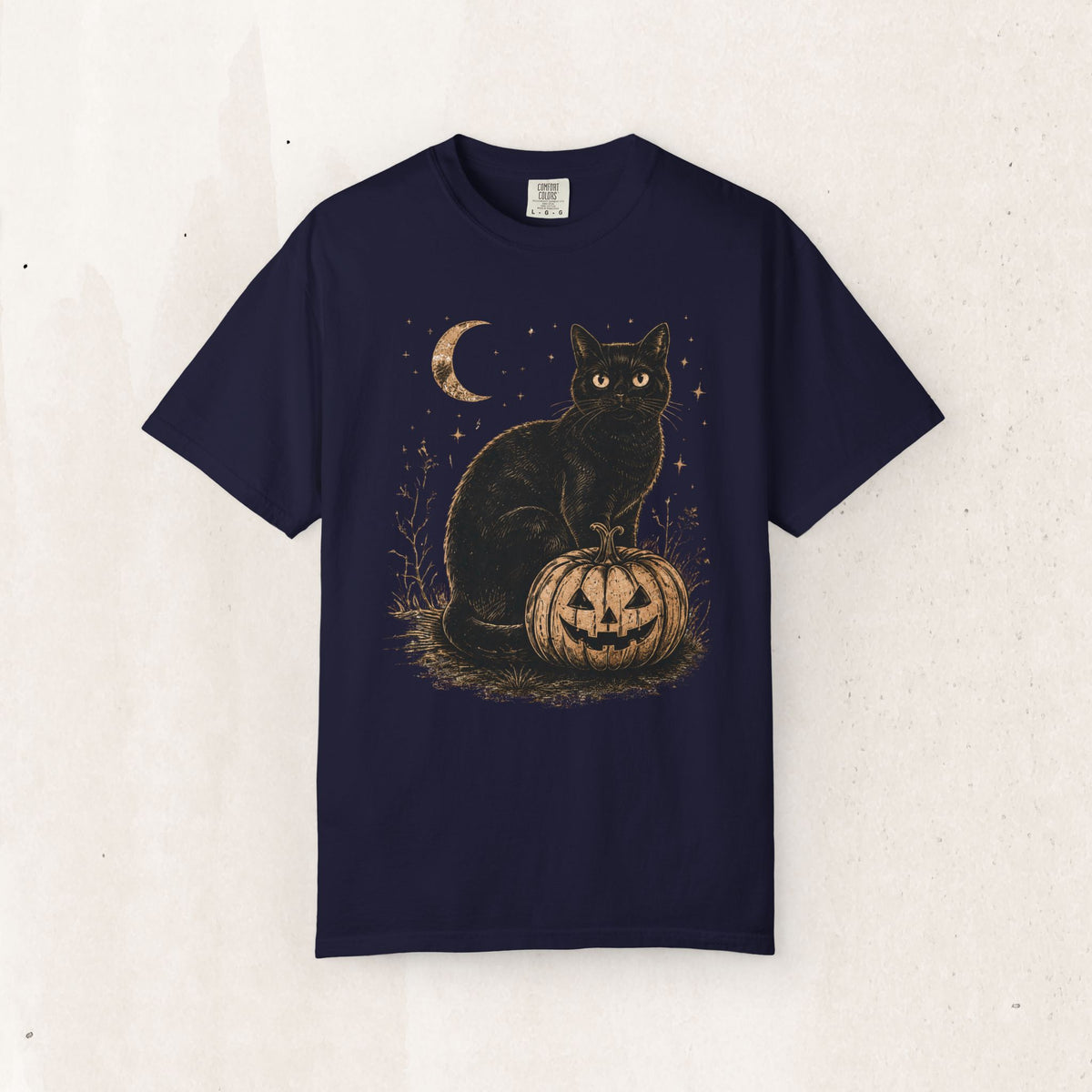 Halloween Black Cat & Pumpkin Tee