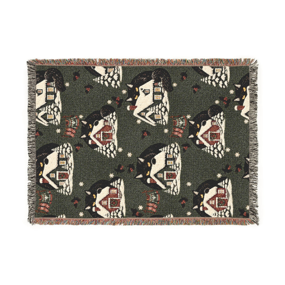 Christmas Yule Cat Woven Blanket, alternate view