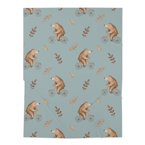 Bear on Bicycle Baby Swaddle Blanket