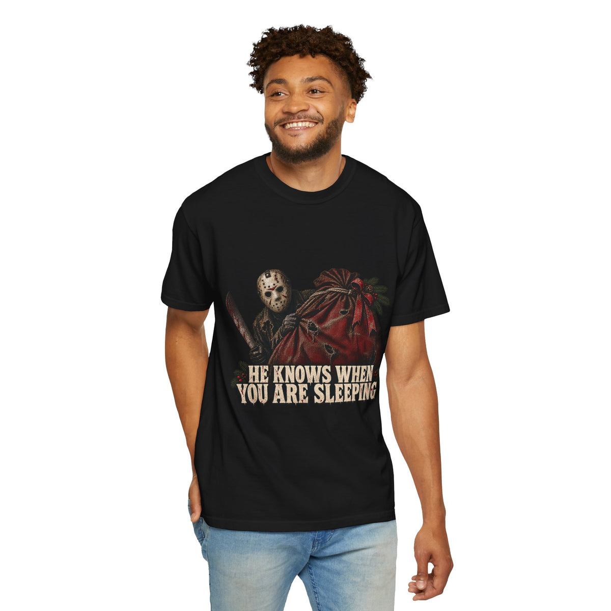 Jason Vorhees "He Knows When You Are Sleeping" Christmas Tee