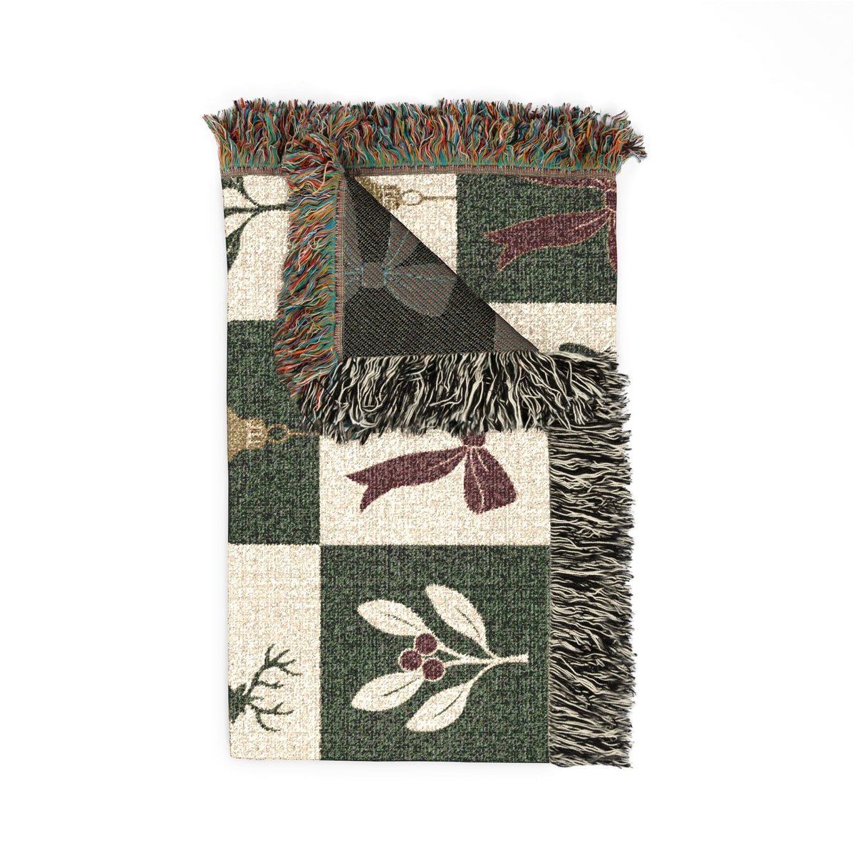 Holiday Reindeer & Ornaments Woven Blanket Printify