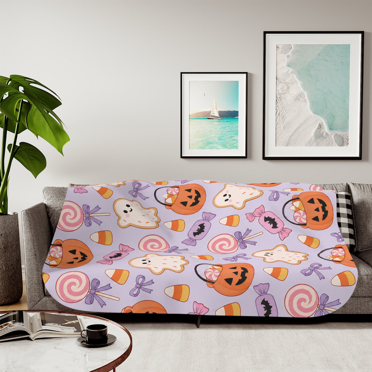 Halloween Candy Sherpa Blanket