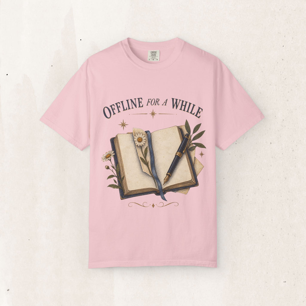 Offline for a While Tee – Journal Graphic Bookish Shirt – Blossom
