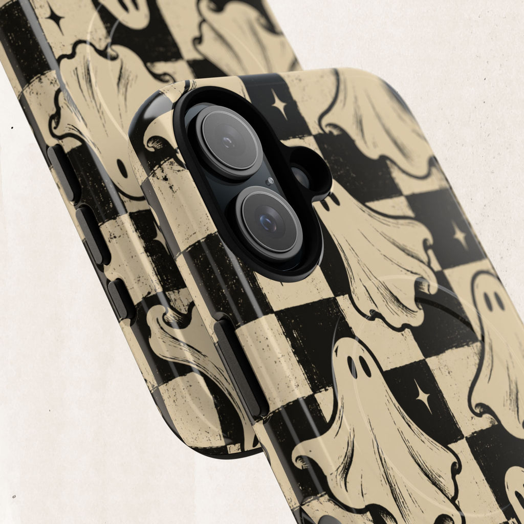 Ghost Checker Tough Magnetic Phone Case — Retro Spooky iPhone Cover Printify