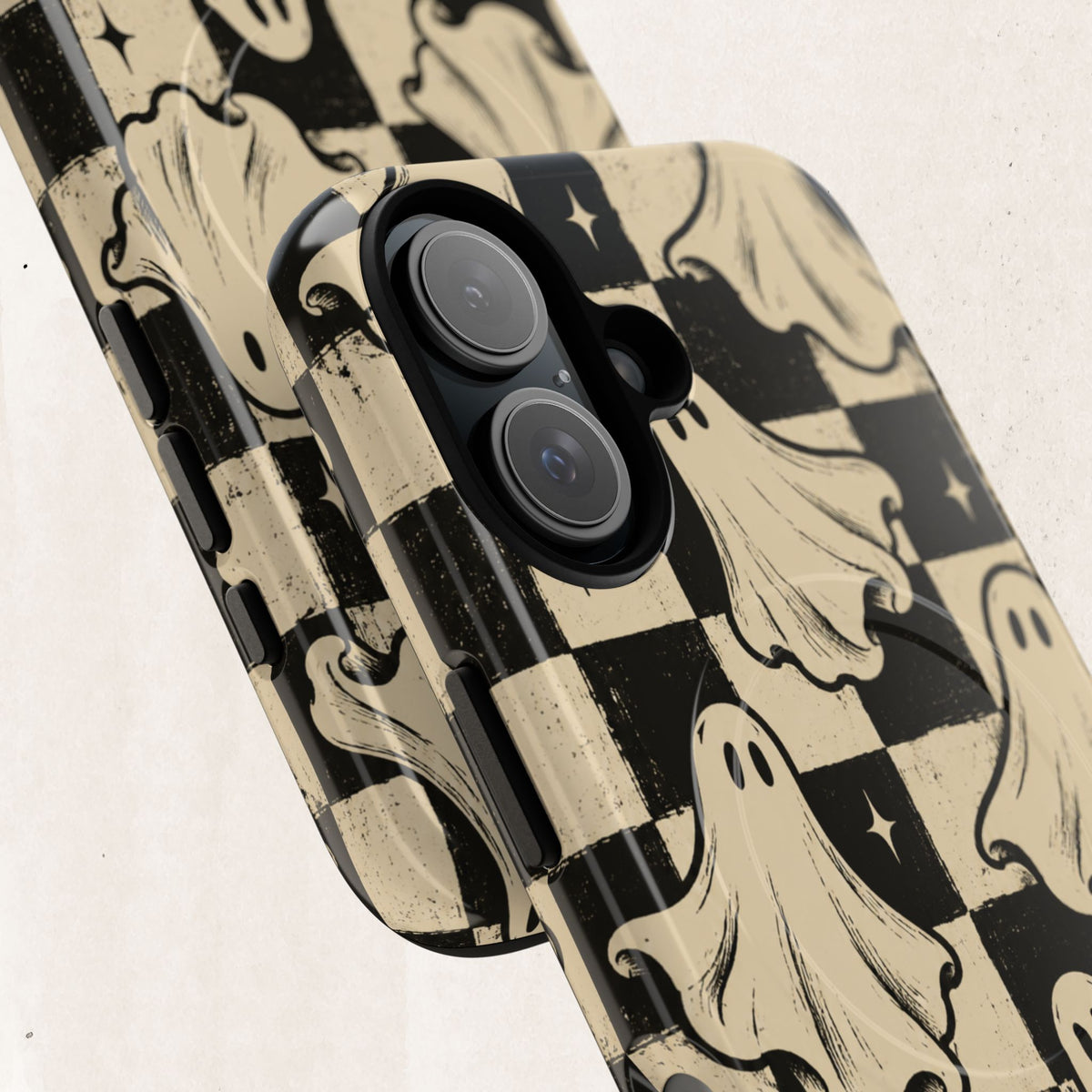 Ghost Checker Tough Magnetic Phone Case — Retro Spooky iPhone Cover Printify