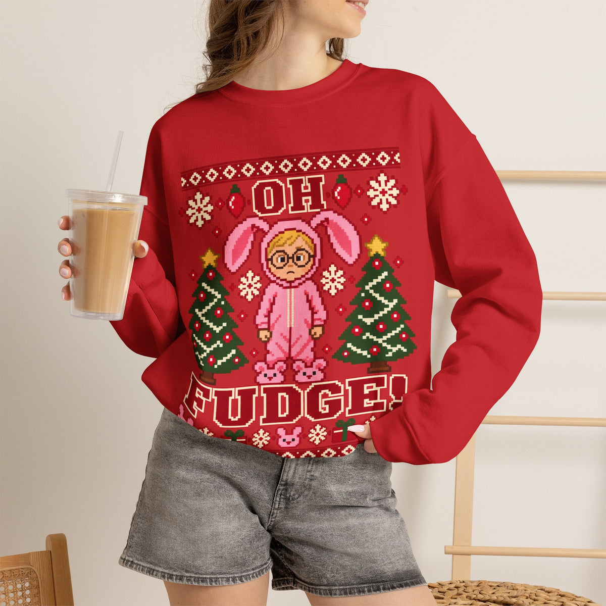 Oh Fudge A Christmas Story Sweatshirt in Forest Green, alternate view