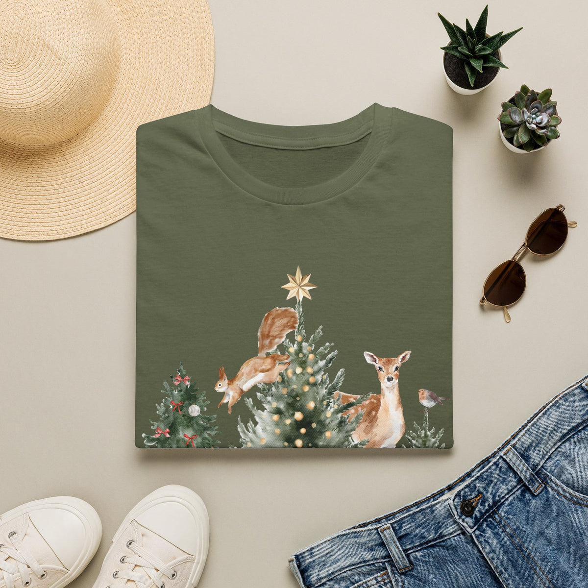 Woodland Deer Christmas Tee