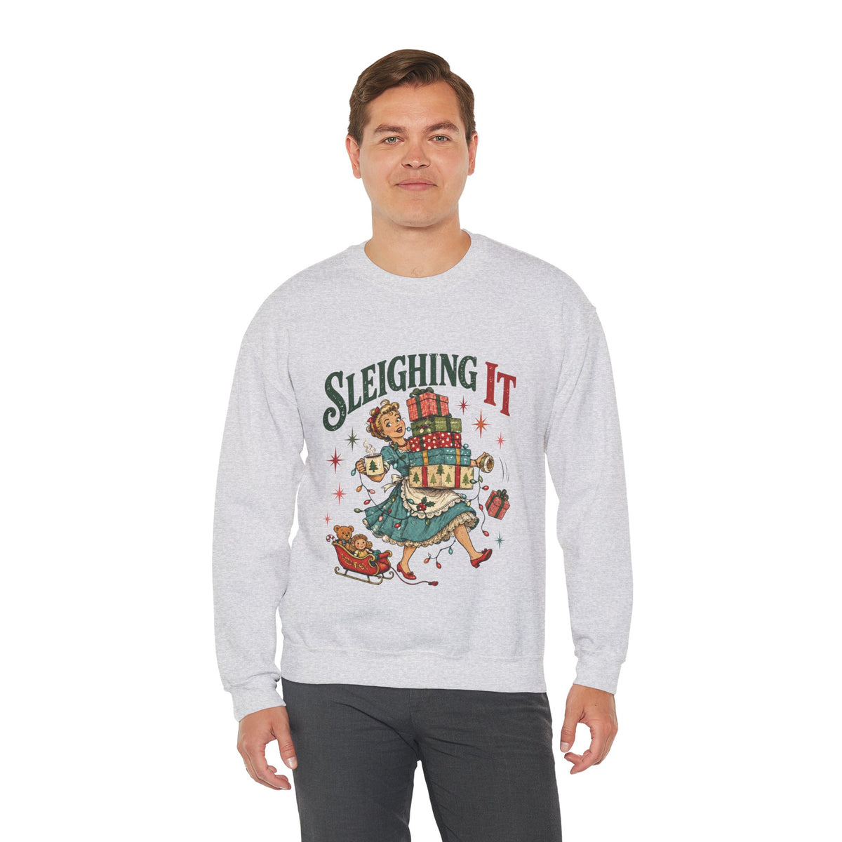 Sleighing It Christmas Sweatshirt in Ash, alternate view
