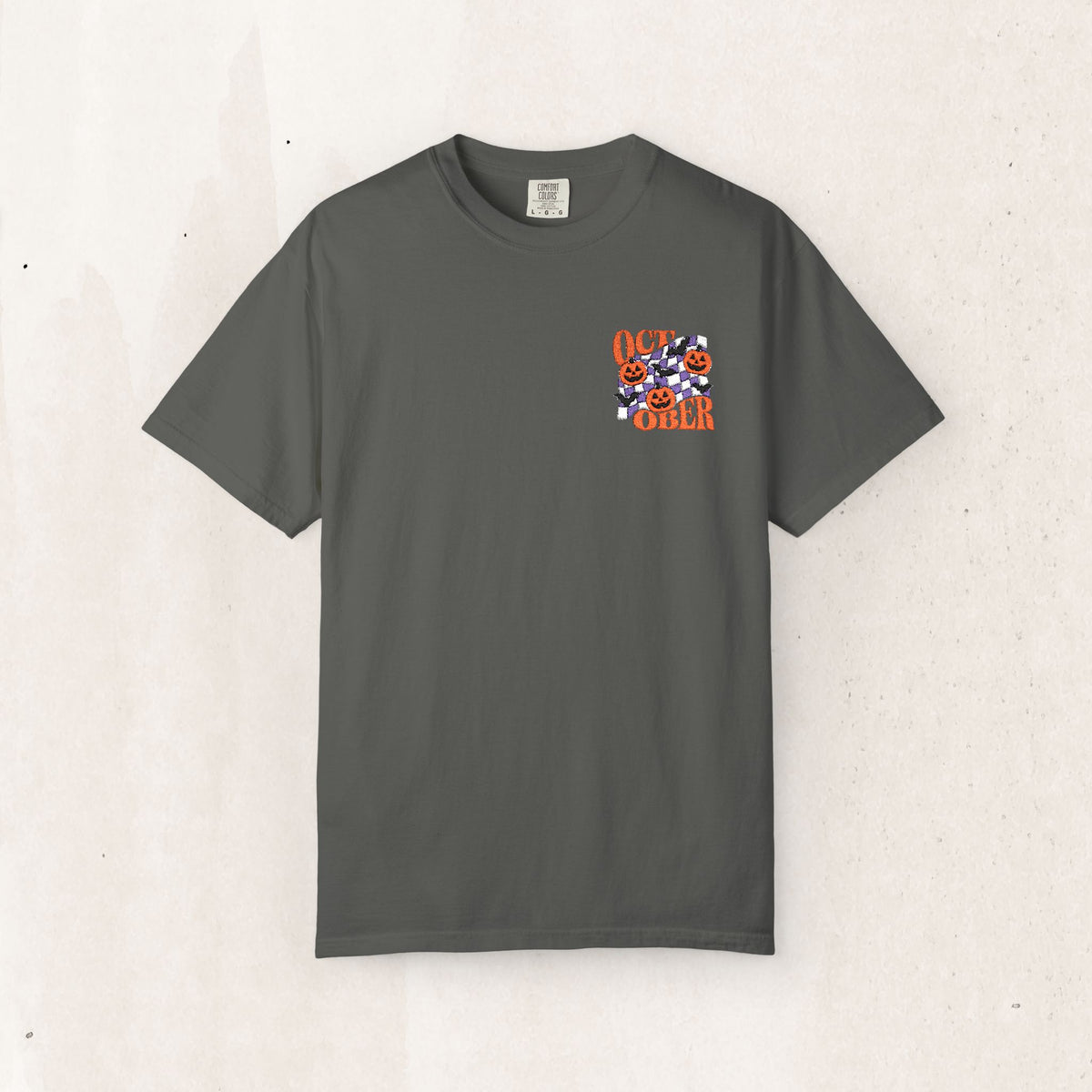 Embroidered Retro "October" Halloween Tee
