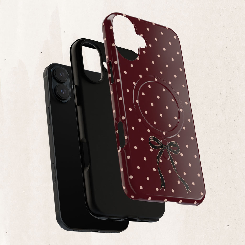 Burgundy Polka Dot Magnetic Phone Case Printify