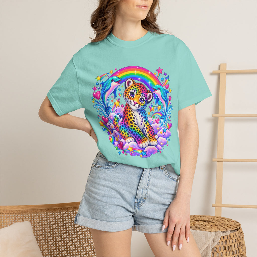Lisa Frank Inspired Leopard Rainbow Tee