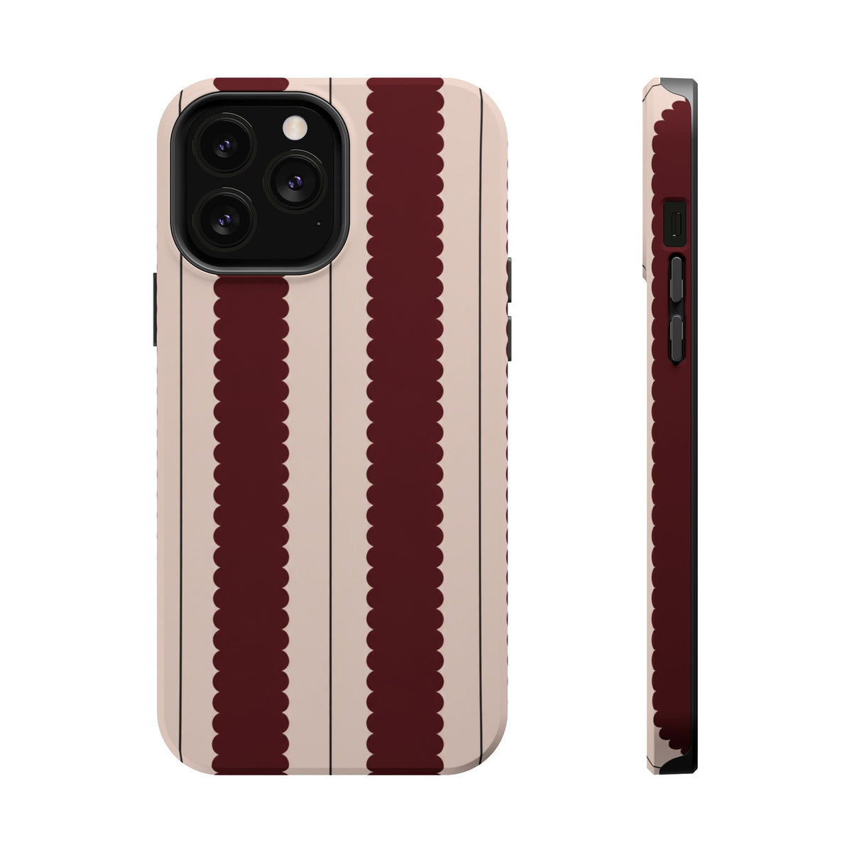 Burgundy Scallop Stripe Magnetic Phone Case, alternate view
