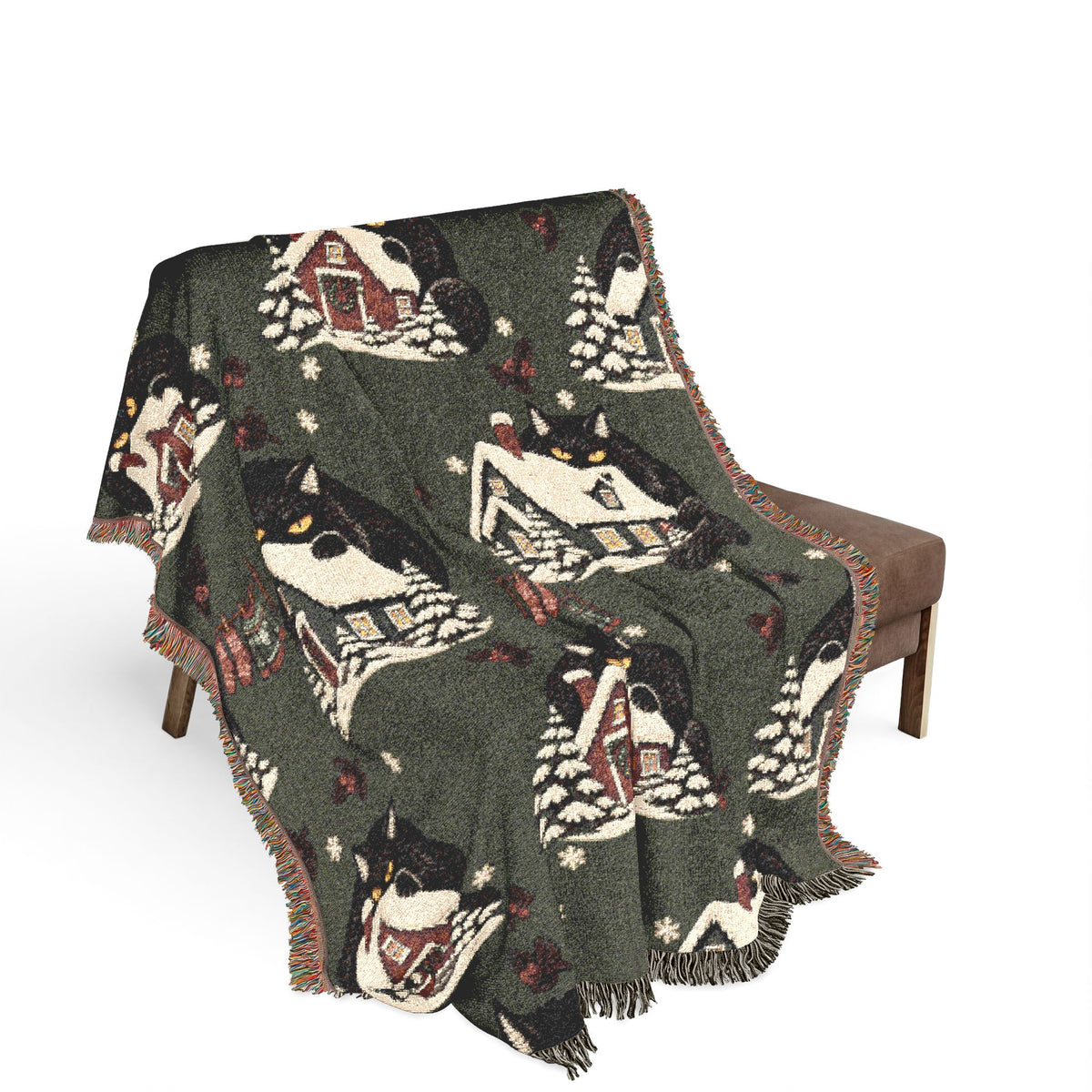 Christmas Yule Cat Woven Blanket, alternate view