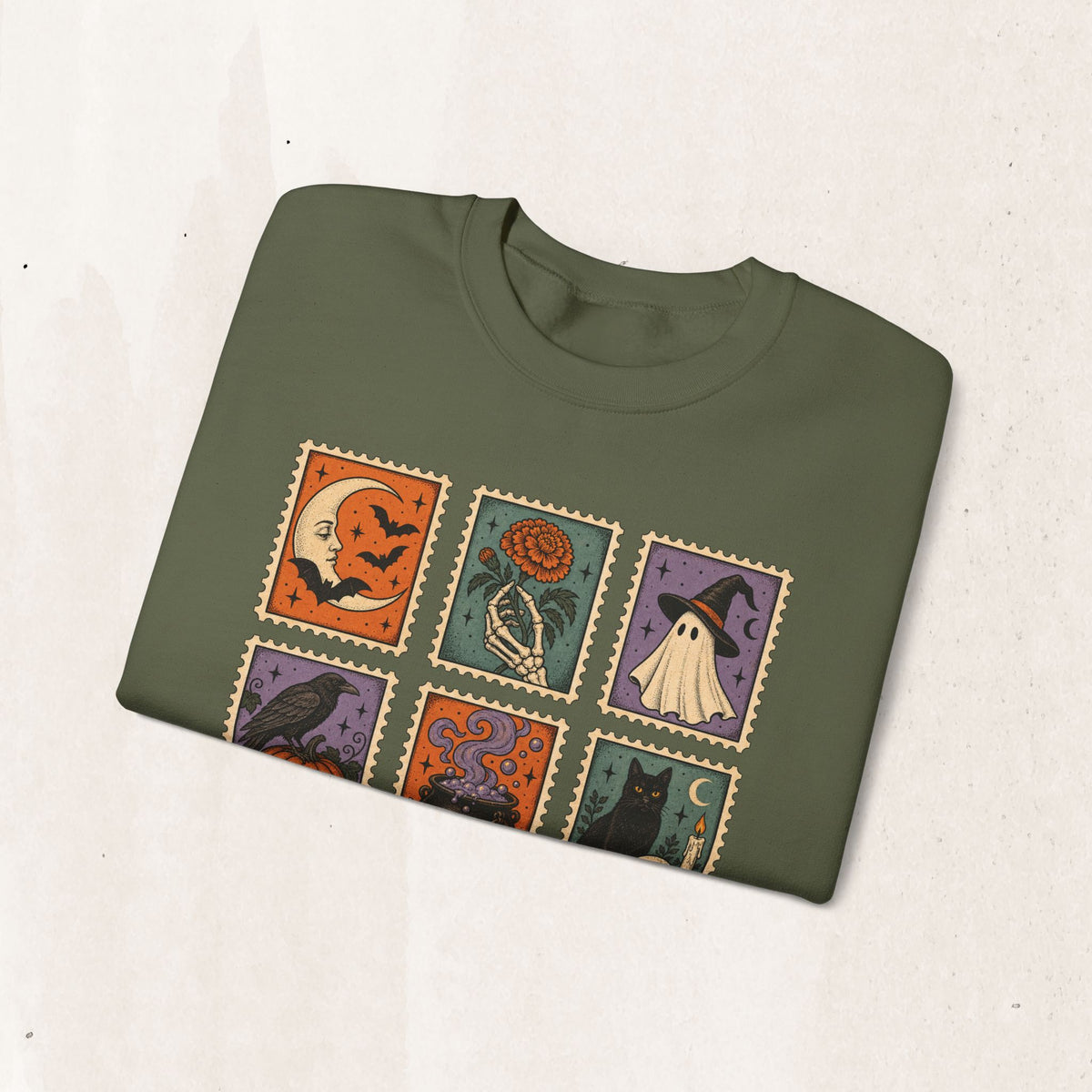 Vintage Spooky Stamp Panel Sweatshirt