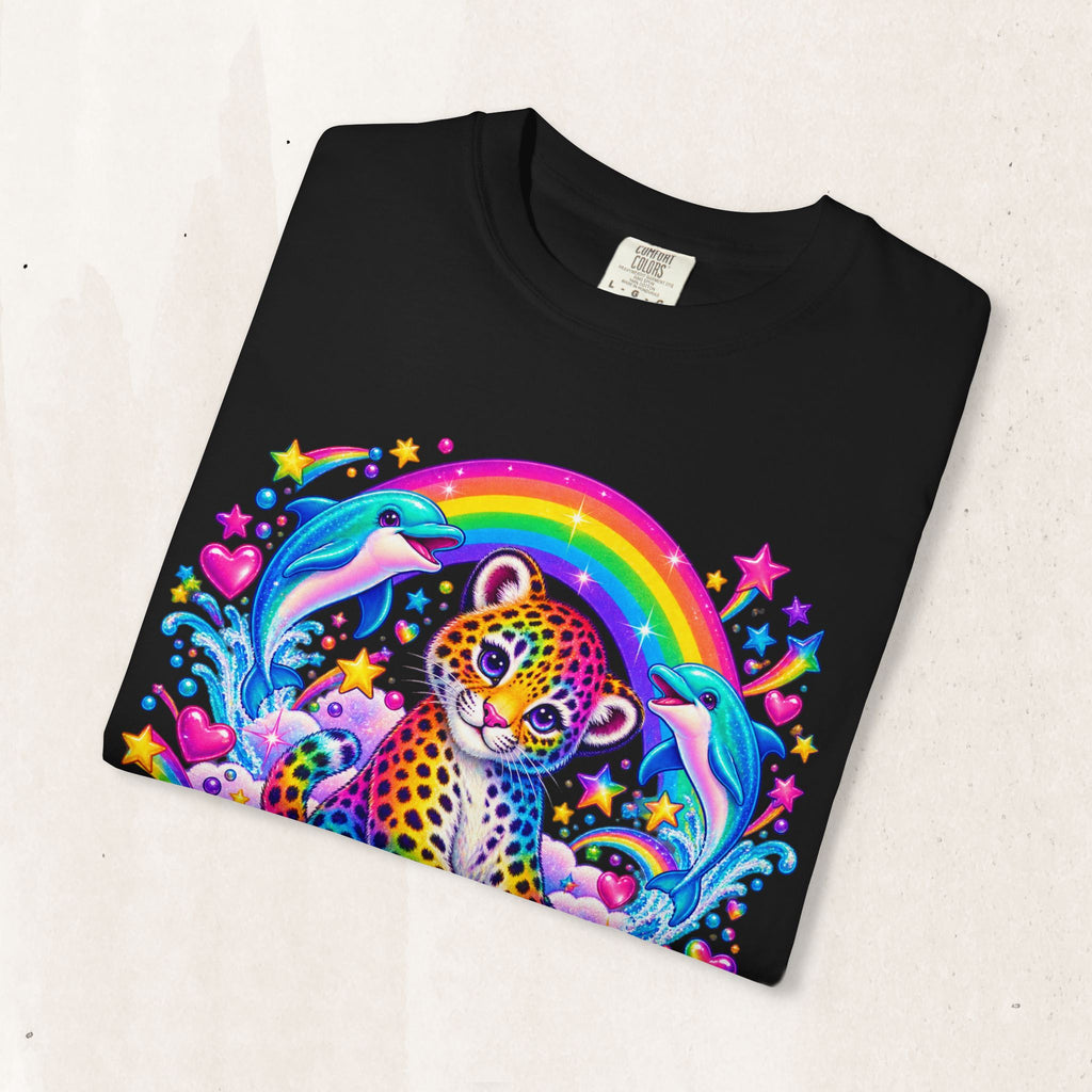Lisa Frank Inspired Leopard Rainbow Tee